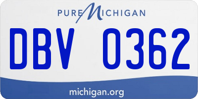 MI license plate DBV0362