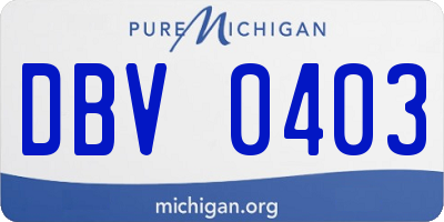 MI license plate DBV0403