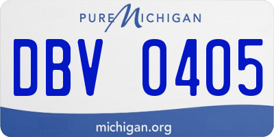 MI license plate DBV0405