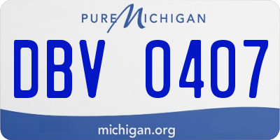 MI license plate DBV0407