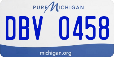 MI license plate DBV0458