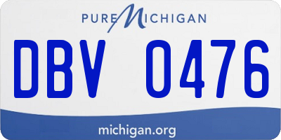 MI license plate DBV0476