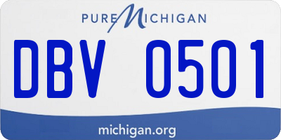 MI license plate DBV0501