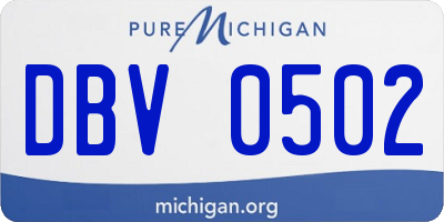 MI license plate DBV0502