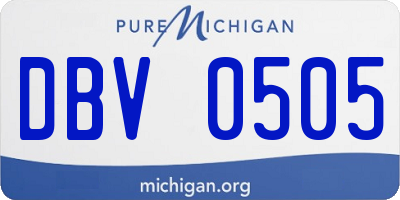 MI license plate DBV0505
