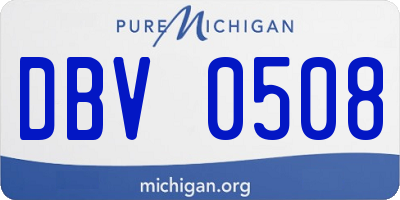 MI license plate DBV0508