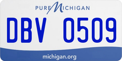 MI license plate DBV0509