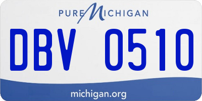 MI license plate DBV0510