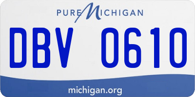 MI license plate DBV0610