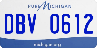 MI license plate DBV0612