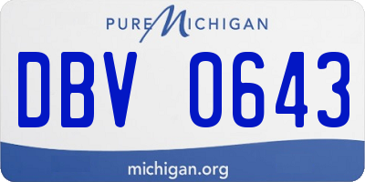 MI license plate DBV0643