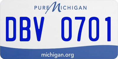MI license plate DBV0701