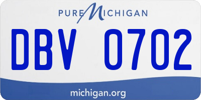 MI license plate DBV0702