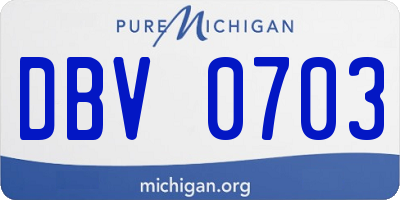 MI license plate DBV0703