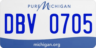 MI license plate DBV0705