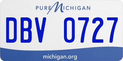MI license plate DBV0727