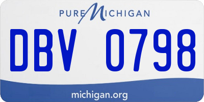 MI license plate DBV0798