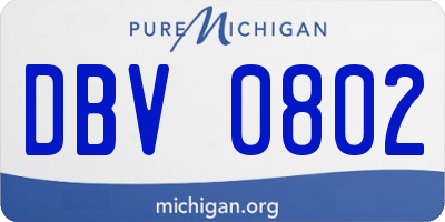MI license plate DBV0802