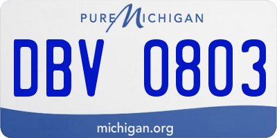 MI license plate DBV0803