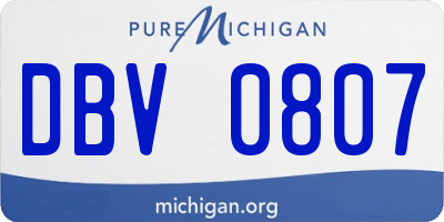 MI license plate DBV0807