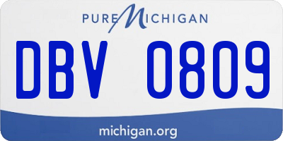 MI license plate DBV0809