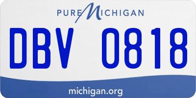 MI license plate DBV0818