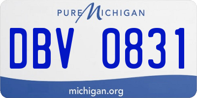 MI license plate DBV0831