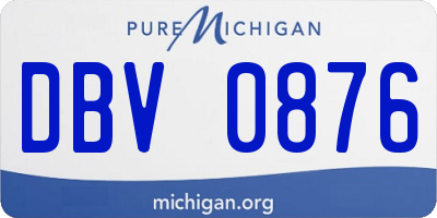 MI license plate DBV0876