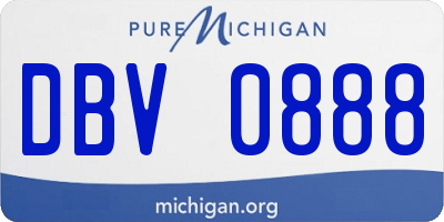 MI license plate DBV0888