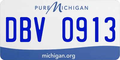 MI license plate DBV0913