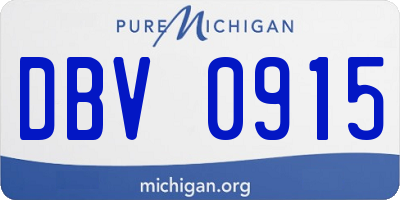MI license plate DBV0915