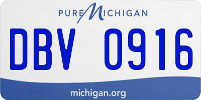MI license plate DBV0916