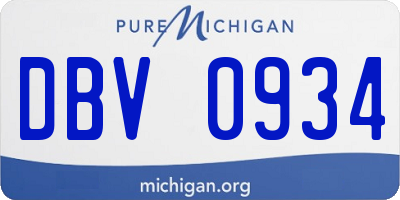 MI license plate DBV0934