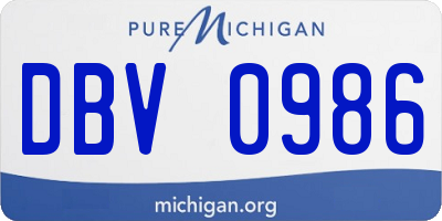 MI license plate DBV0986