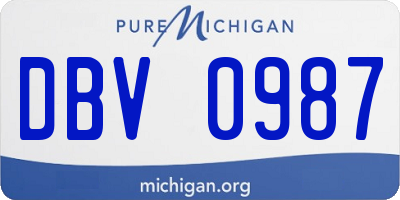 MI license plate DBV0987