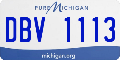 MI license plate DBV1113