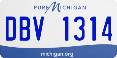MI license plate DBV1314