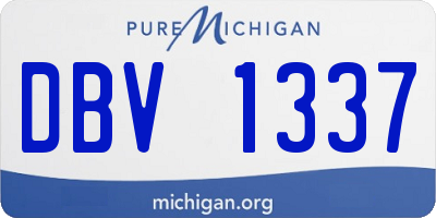 MI license plate DBV1337