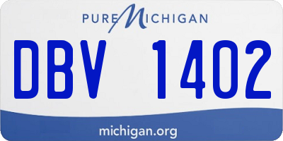 MI license plate DBV1402