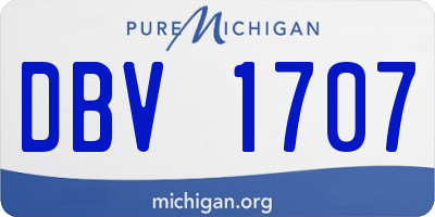 MI license plate DBV1707
