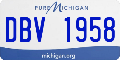 MI license plate DBV1958