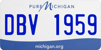 MI license plate DBV1959