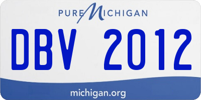 MI license plate DBV2012