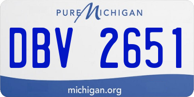 MI license plate DBV2651