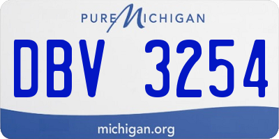 MI license plate DBV3254