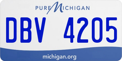 MI license plate DBV4205
