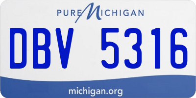 MI license plate DBV5316