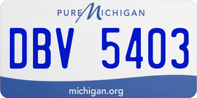 MI license plate DBV5403