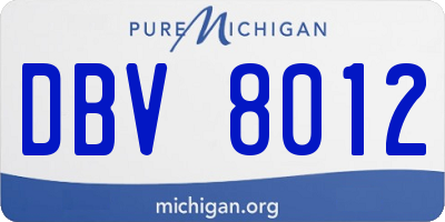 MI license plate DBV8012