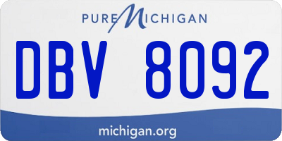 MI license plate DBV8092